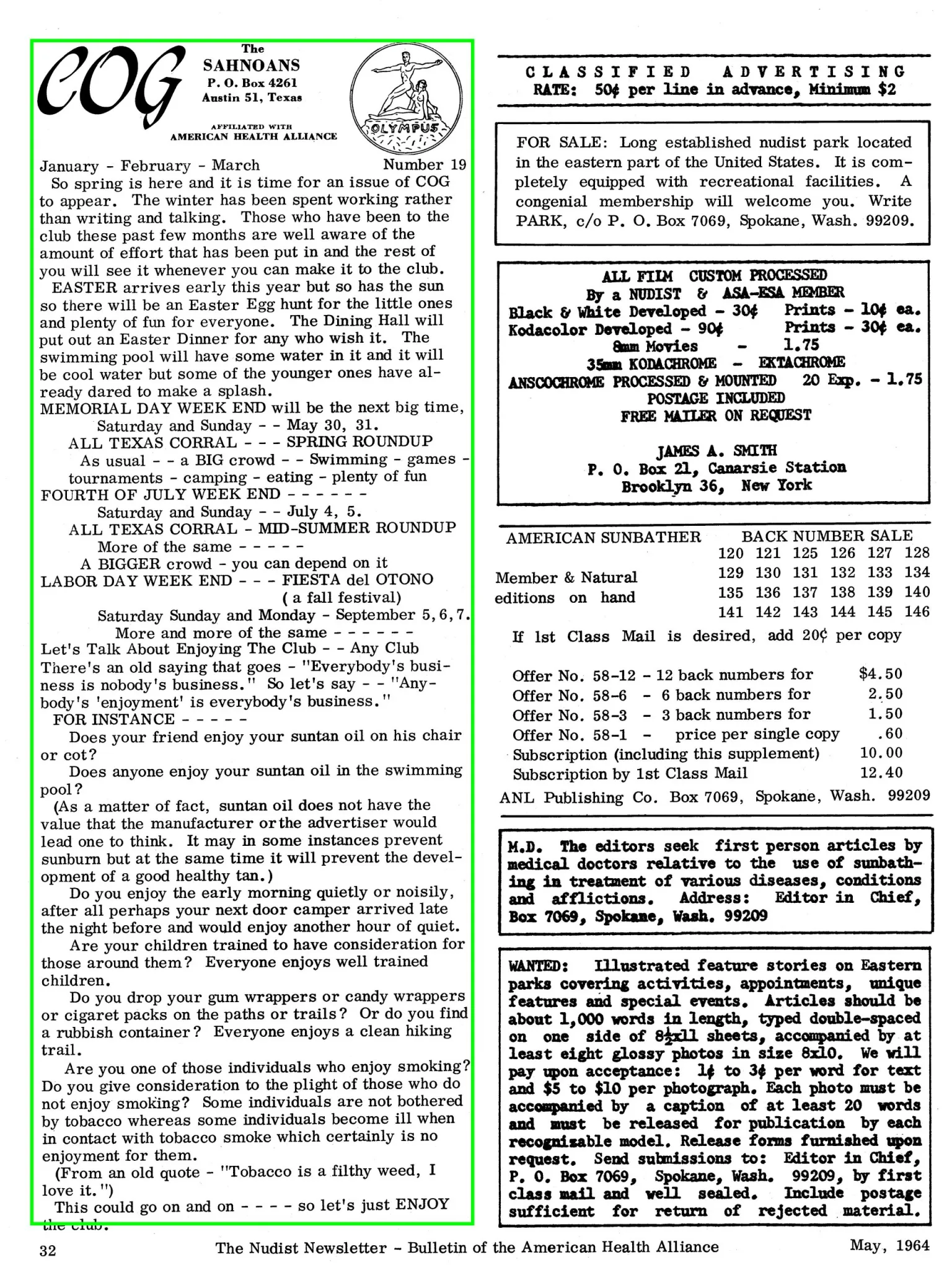 American Sunbather May 1964 Page 32